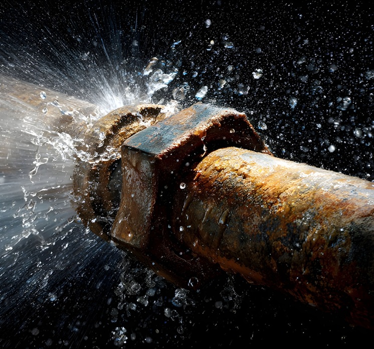 Bild Rohhrburch in Würzburg an einer Leitung.