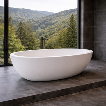 Freistehende Badewanne als Highlight in einem modernen Luxusbad